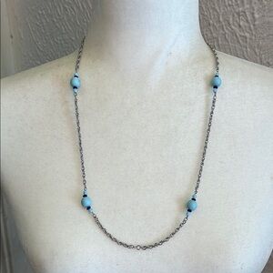 Elegant Silver and Blue Beaded Necklace